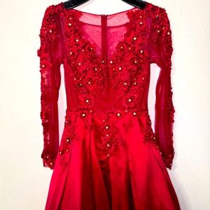 Red gown dress with side pockets!